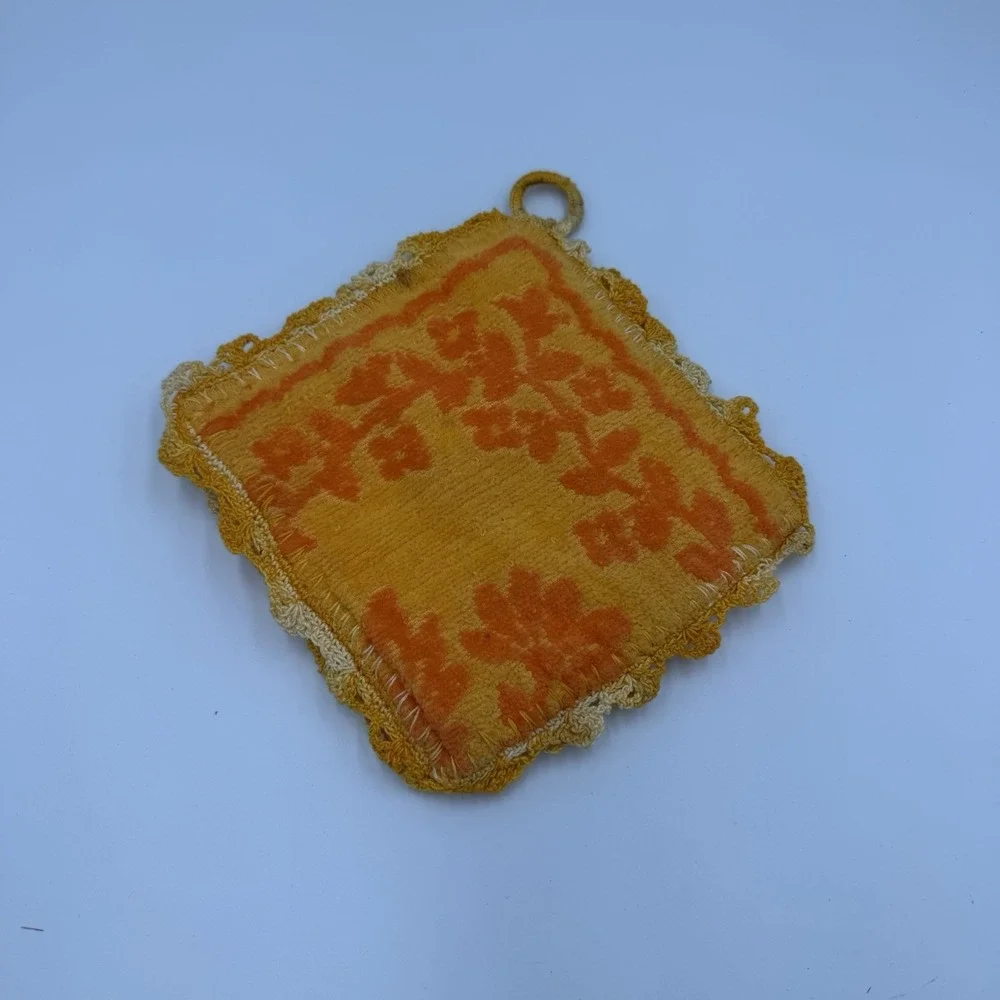 Vintage 70's Orange Two Tone‎ Terry Cloth Put Holder